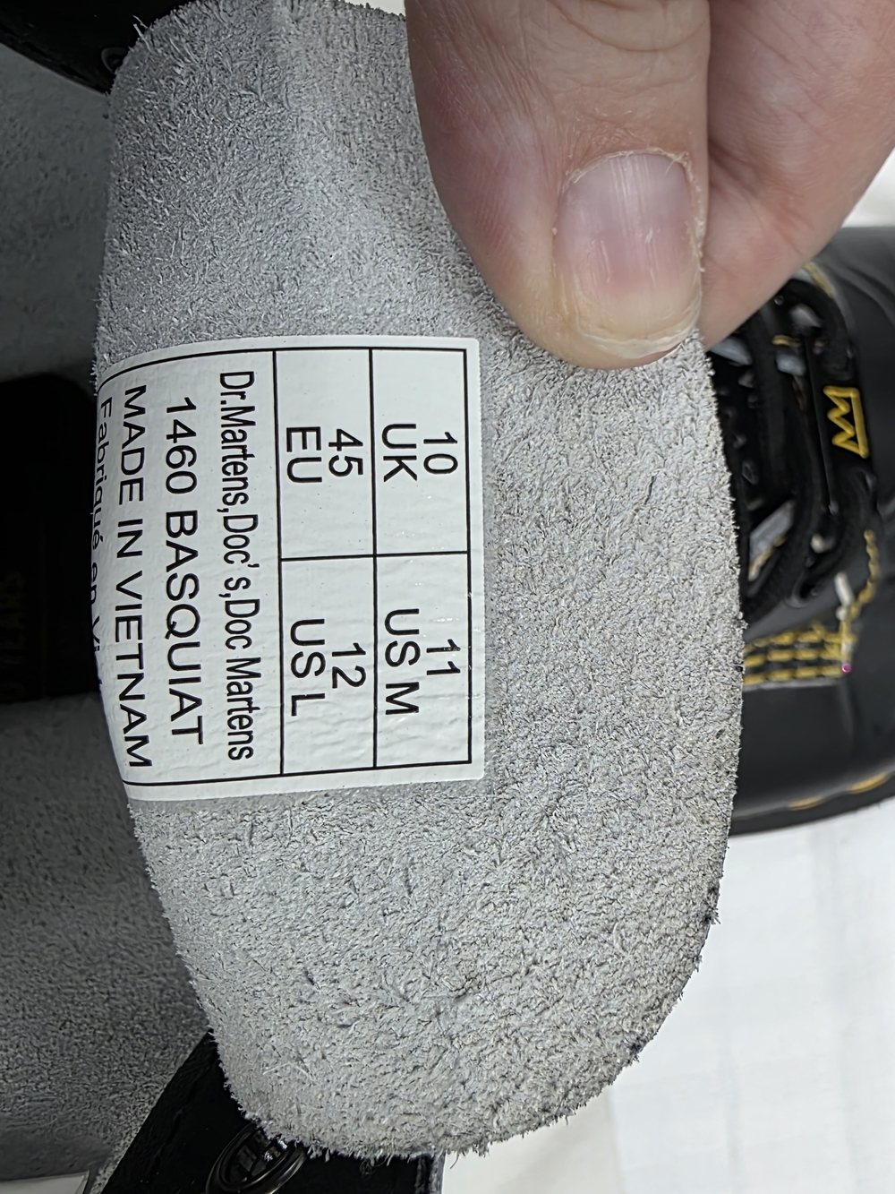 Dr. Martens Black Graffiti Lace-Up Boots with Yellow Stitching - Picture 6 of 8